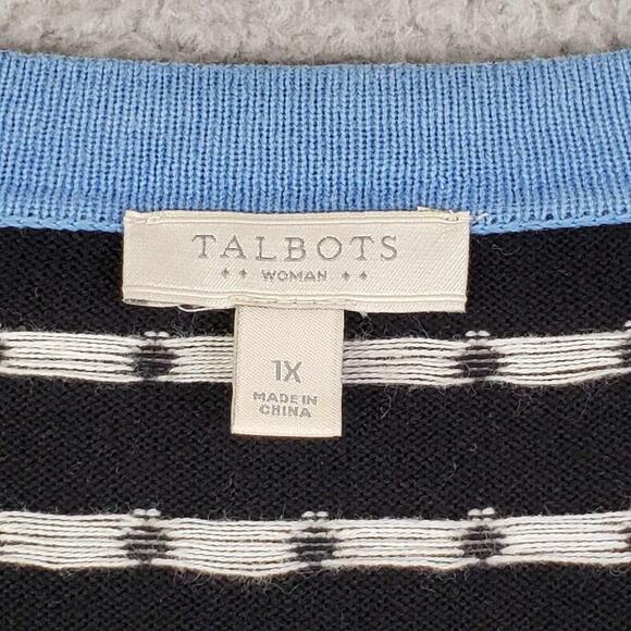 Talbots Cardigan Sweater Polka Dot Long Sleeve Blue LS Open Front Plus Size 1X - Picture 6 of 8